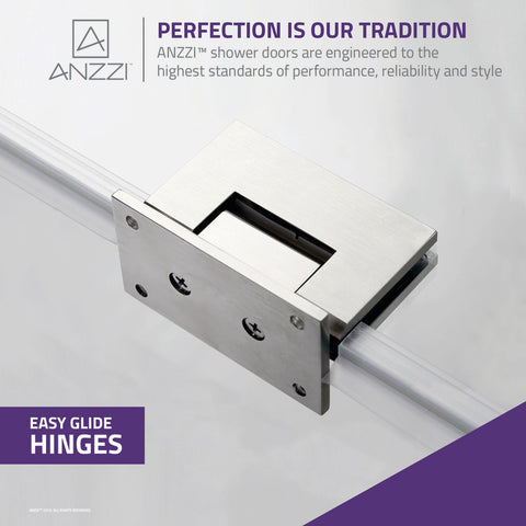 Anzzi 5 ft. Acrylic Rectangle Tub With 34 in. by 58 in. Frameless Hinged Tub Door