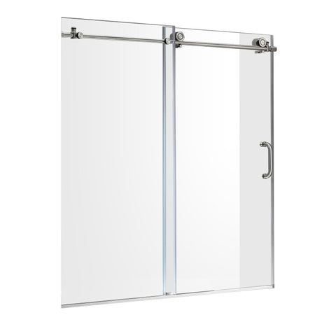 Anzzi 5 ft. Acrylic Rectangle Tub With 60 in. x 62 in. Frameless Sliding Tub Door