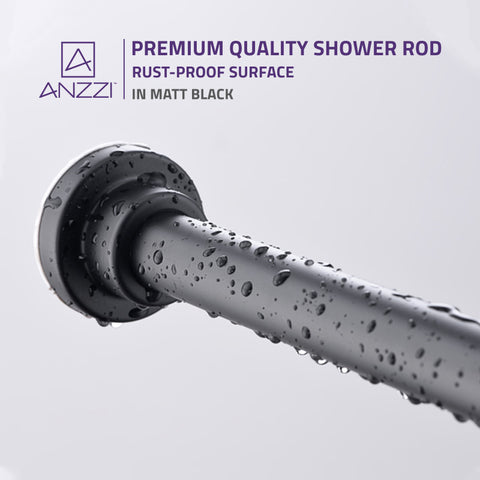ANZZI 35-55 Inches Shower Curtain Rod with Shower Hooks