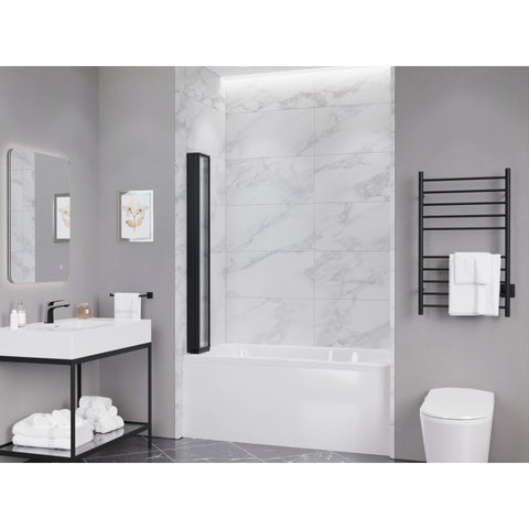 SD-AZ16-01MB - ANZZI Accordion Style 33 in. x 56 in. H Sliding Framed Shower Door in Matte Black with Tsunami Guard Tempered Clear Glass
