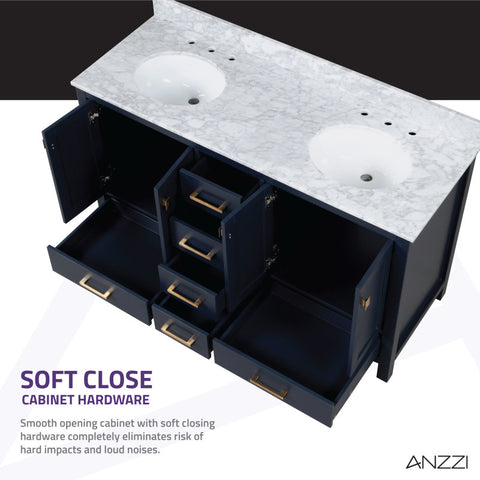 Chateau 60 in. W x 22 in. D Bathroom Vanity Set with Carrara Marble Top with White Sink