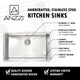 ANZZI Vanguard Undermount Stainless Steel 32 in. 0-Hole Single Bowl Kitchen Sink in Brushed Satin