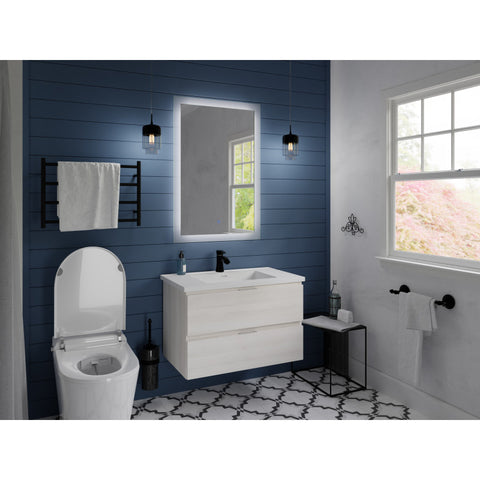 30 in W x 20 in H x 18 in D Bath Vanity with Cultured Marble Vanity Top in White with White Basin & Mirror