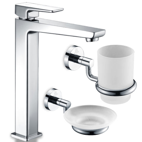 L-AZCMB102-01CH - ANZZI Valor Single Hole Single-Handle Bathroom Faucet in Polished Chrome with Soap Dish and Toothbrush Holder