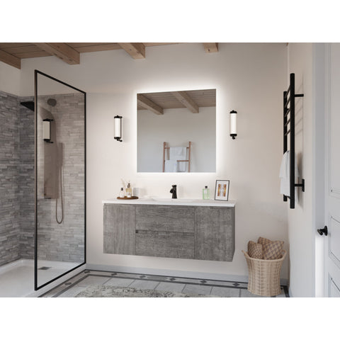 48 in W x 20 in H x 18 in D Bath Vanity with Cultured Marble Vanity Top in White with White Basin & Mirror