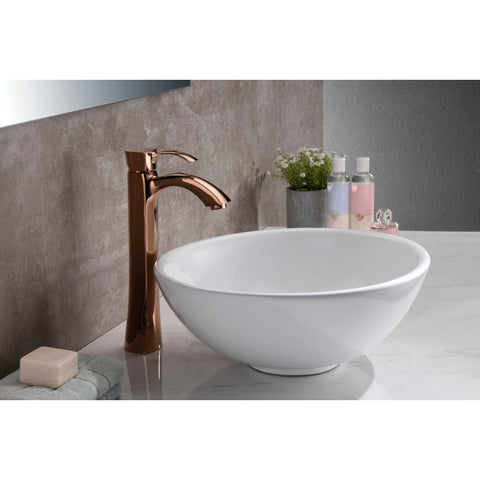 LS-AZ118 - ANZZI Deux Series 16 in. L x 16 in. W Top Mount Round Non-Porous Bathroom Vessel Sink in Glossy White Vitreous China Ceramic