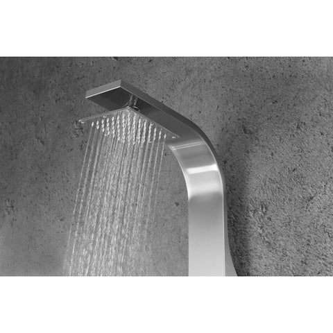 ANZZI Silent 40 in. Full Body Shower Panel with Heavy Rain Shower and Spray Wand in Brushed Steel