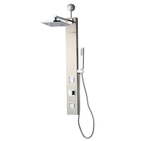 Dion Series 39 in. 2-Jetted Shower with Heavy Rain Showerhead and Spray Wand, Full Body Shower System in Brushed Nickel