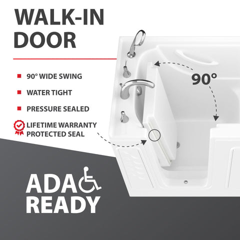 Value Series 26 in. x 46 in. Right Drain Quick Fill Walk-in Saoking Tub in White