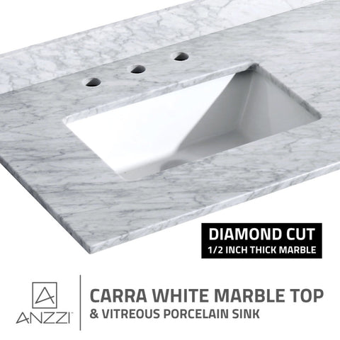 Montaigne 48 in. W x 22 in. D Bathroom Bath Vanity Set with Carrara Marble Top with White Sink