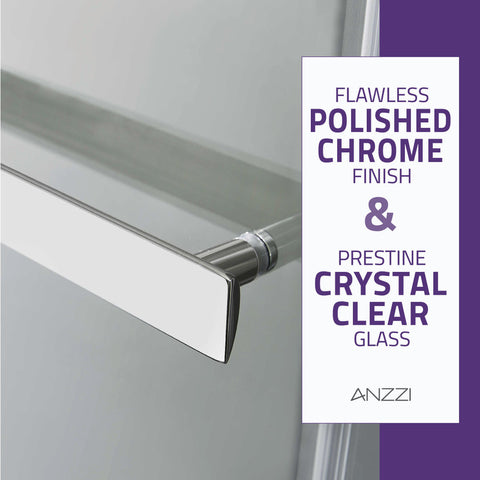 ANZZI Kahn Series 60 in. x 76 in. Frameless Sliding Shower Door with Horizontal Handle
