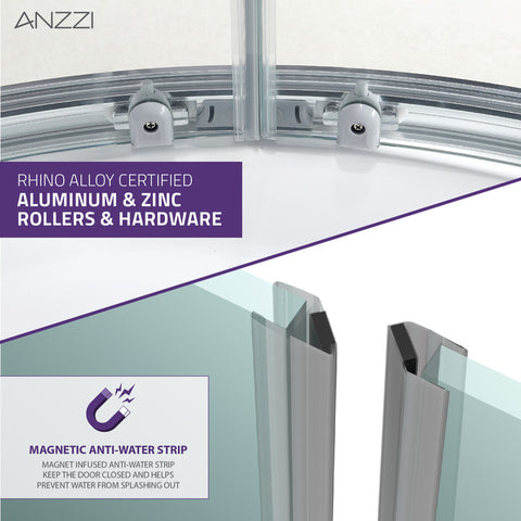 Mare 35 in. x 76 in. Framed Shower Enclosure with TSUNAMI GUARD