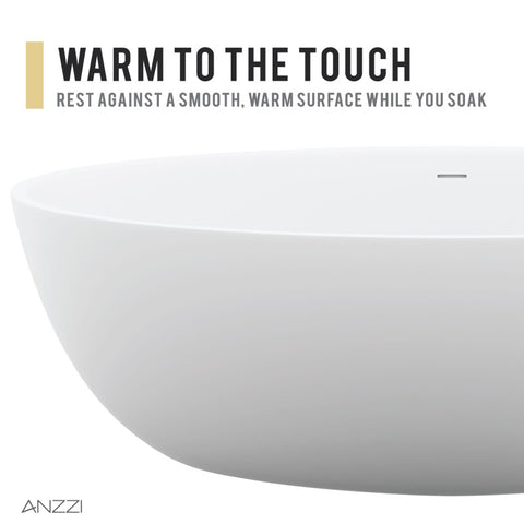 Cestino Series 67 in. x 36 in. Flat Bottom Solid Surface Freestanding Soaking Bathtub with Center Drain in Matte White