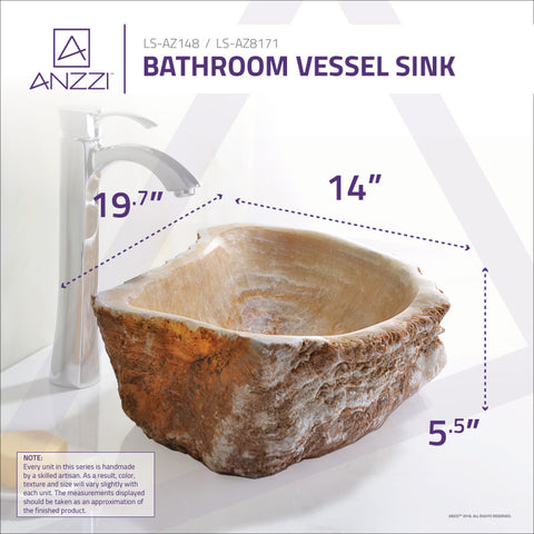 Daniil Vessel Sink in Dark Honey Onyx