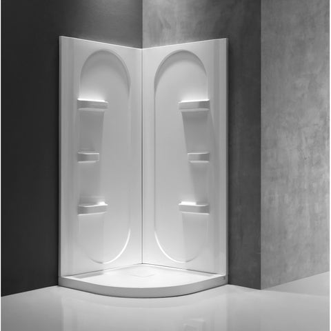 SW-AZ007WH - ANZZI Studio 38 in. x 38 in. x 75 in. 2-piece DIY Friendly Corner Shower Surround in White