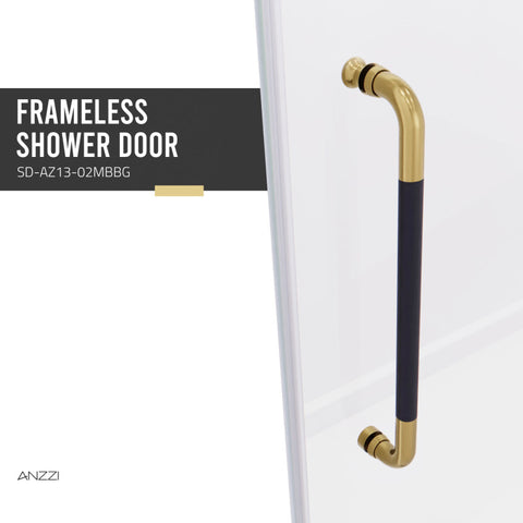 ANZZI Madam Series 60 in. by 76 in. Frameless Sliding Shower Door with Handle