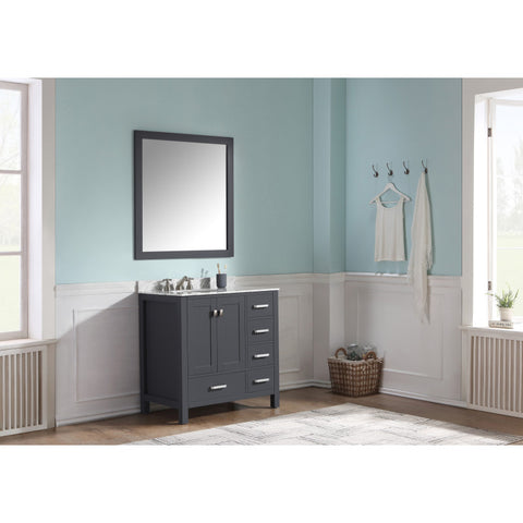 Chateau 36 in. W x 22 in. D Bathroom Bath Vanity Set with Carrara Marble Top with White Sink
