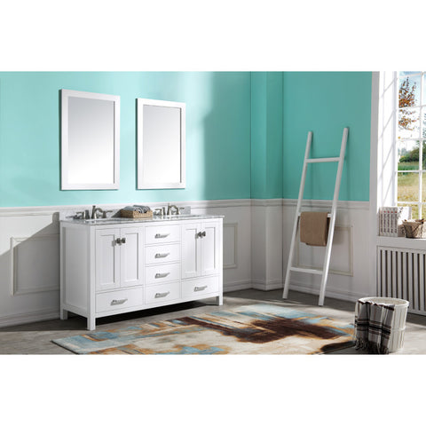 Chateau 60 in. W x 22 in. D Bathroom Vanity Set with Carrara Marble Top with White Sink