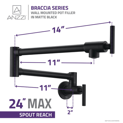 Braccia Series 24" Wall Mounted Pot Filler