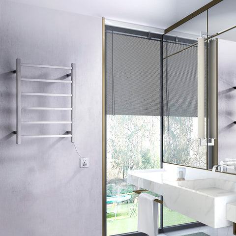 Charles Series 6-Bar Stainless Steel Wall Mounted Electric Towel Warmer Rack