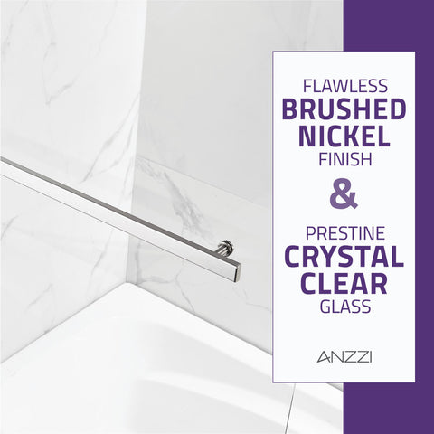 Anzzi 5 ft. Acrylic Rectangle Tub With 34 in. x 58 in. Frameless Tub Door