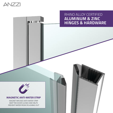 Lancer 29 in. x 72 in. Semi-Frameless Shower Door with TSUNAMI GUARD