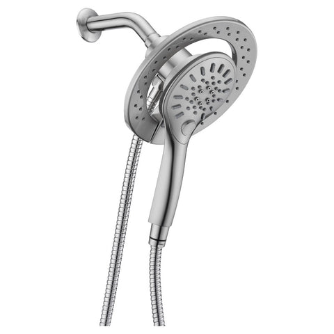 SH-AZ067BN - ANZZI Valkyrie Retro-Fit 3-Spray Patterns with 7.48 in. Wall Mounted Dual Shower Heads with Magnetic Divert in Brushed Nickel