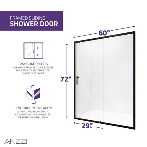 ANZZI Halberd 48 in. x 72 in. Framed Shower Door with TSUNAMI GUARD