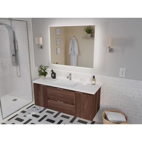 48 in W x 20 in H x 18 in D Bath Vanity with Cultured Marble Vanity Top in White with White Basin & Mirror