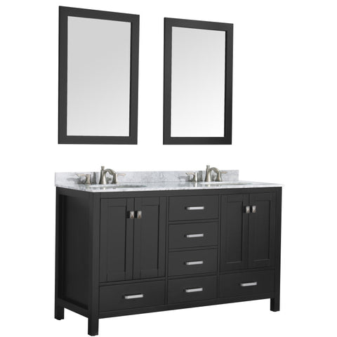 Chateau 60 in. W x 22 in. D Bathroom Vanity Set with Carrara Marble Top with White Sink