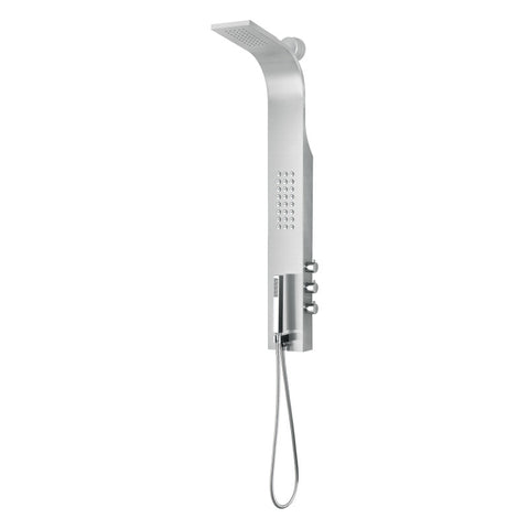 SP-AZ076 - ANZZI Pier Series 48 in. Full Body Shower Panel with Heavy Rain Shower and Body Jets and Spray Wand in Brushed Steel
