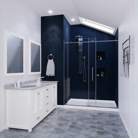 Madam Series 60 in. by 76 in. Frameless Sliding Shower Door with Handle