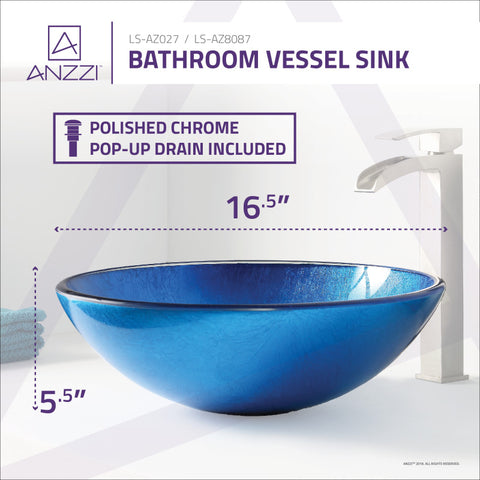 ANZZI Crow Series Vessel Sink in Lustrous Blue