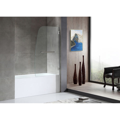 Anzzi 5 ft. Acrylic Rectangle Tub With 34 in. by 58 in. Frameless Hinged Tub Door