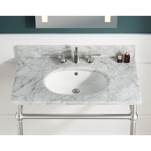 Verona 34.5 in. Console Sink with Carrara White Counter Top
