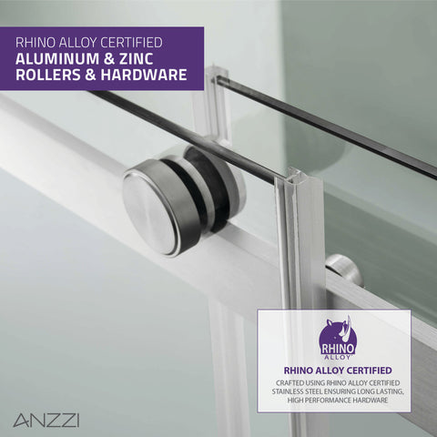 ANZZI Stellar Series 60 in. x 76 in. Frameless Sliding Shower Door with Handle