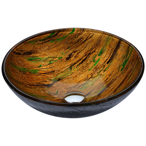 LS-AZ206 - ANZZI Nile Series 17 in. Bathroom Vessel Sink with Scratch-Tough and Stain-Resistant Non-Porous Surface in Brown Glass