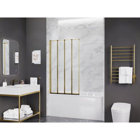 SD-AZ16-01MBBG - ANZZI Accordion Style 33 in. x 56 in. H Sliding Framed Shower Door in Matte Black/Brushed Gold with Tempered Clear Glass