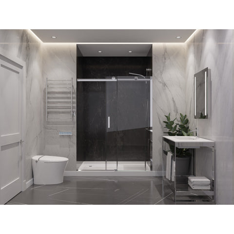 SD-FRLS05701CH - ANZZI Rhodes Series 48 in. x 76 in. Frameless Sliding Shower Door with Handle in Chrome
