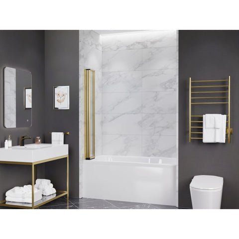 SD-AZ16-01MBBG - ANZZI Accordion Style 33 in. x 56 in. H Sliding Framed Shower Door in Matte Black/Brushed Gold with Tempered Clear Glass