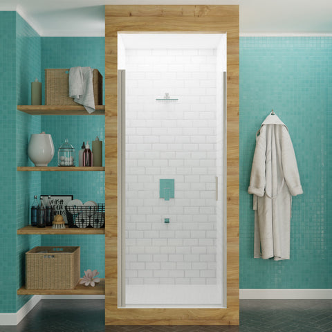Lancer 29 in. x 72 in. Semi-Frameless Shower Door with TSUNAMI GUARD