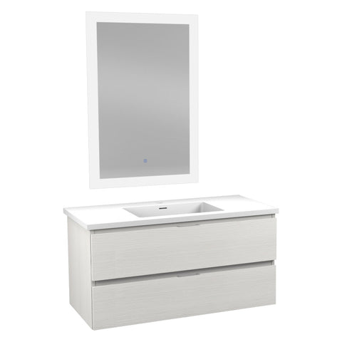 39 in W x 20 in H x 18 in D Bath Vanity with Cultured Marble Vanity Top in White with White Basin & Mirror