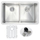 ANZZI VANGUARD Undermount 32 in. Double Bowl Kitchen Sink with Singer Faucet in Polished Chrome