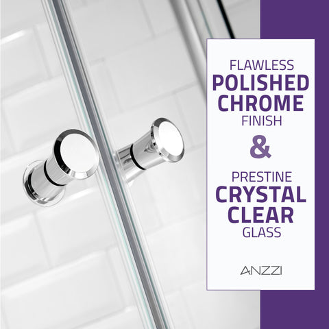 ANZZI Mare 35 in. x 76 in. Framed Shower Enclosure with TSUNAMI GUARD
