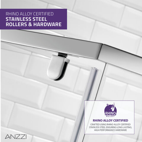 Castle Series 49 in. x 72 in. Semi-Frameless Shower Door with TSUNAMI GUARD