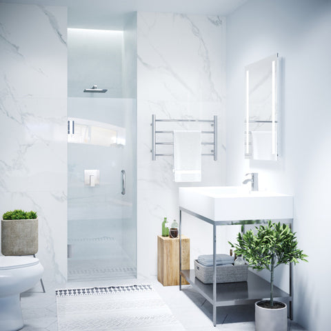 Fellow Series 30 in. by 72 in. Frameless Hinged Shower Door with Handle