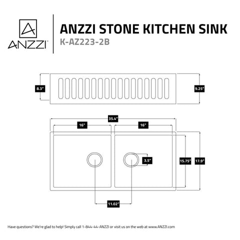 Roine Farmhouse Reversible Apron Front Solid Surface 35 in. Double Basin Kitchen Sink in White