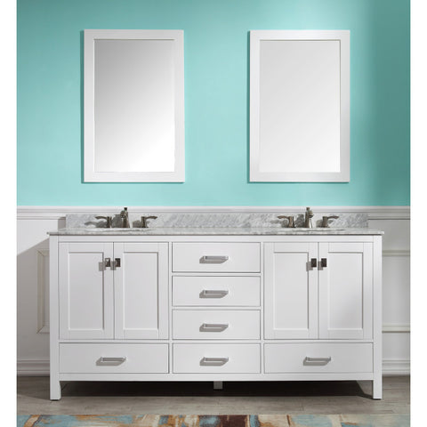 Chateau 72 in. W x 22 in. D Bathroom Vanity Set with Carrara Marble Top with White Sink