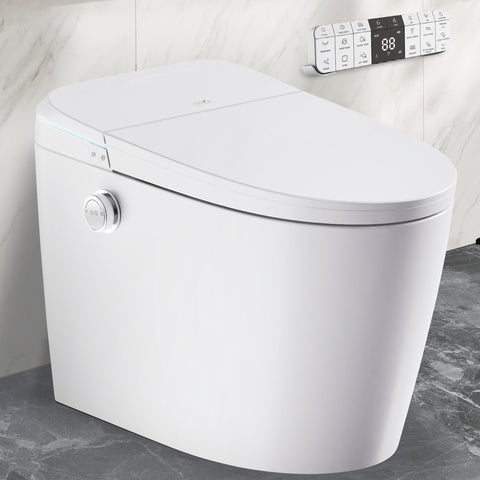 ENVO Dia Series 1.28 GPF 1-piece Auto Open Smart Bidet Toilet in White with Dual Flush, Heated Seat, and Foot Sensor