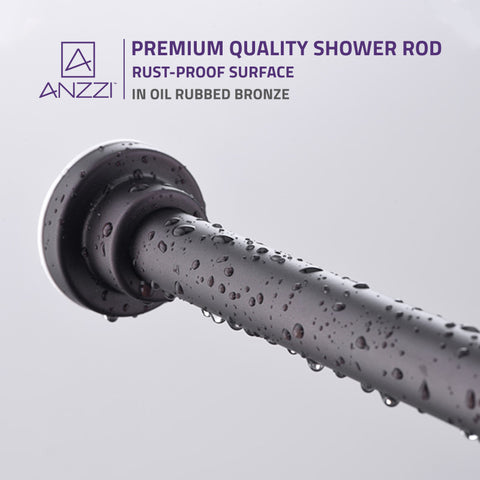 ANZZI 35-55 Inches Shower Curtain Rod with Shower Hooks